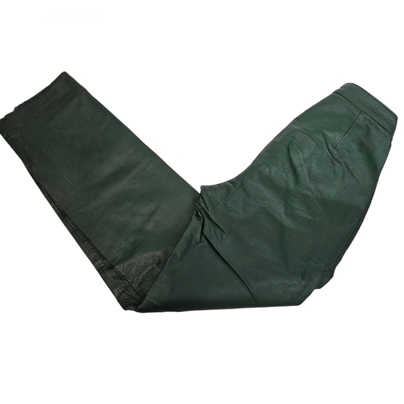Boutique‎ Europa Emerald Green 100% Leather Straight Leg Pants Size 6 Women's - Picture 1 of 11